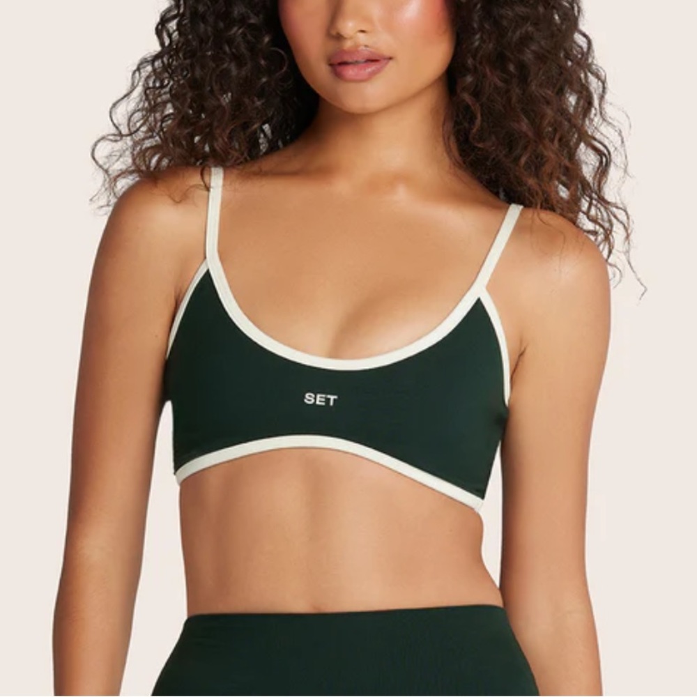 SET Active Green and White Sports Bra